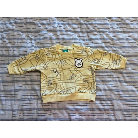 Disney Baby Winnie The Pooh Embroidered Patch Crewneck Sweatshirt Size 3-6 Month - Picture 2 of 8